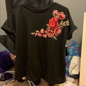 Black floral shirt